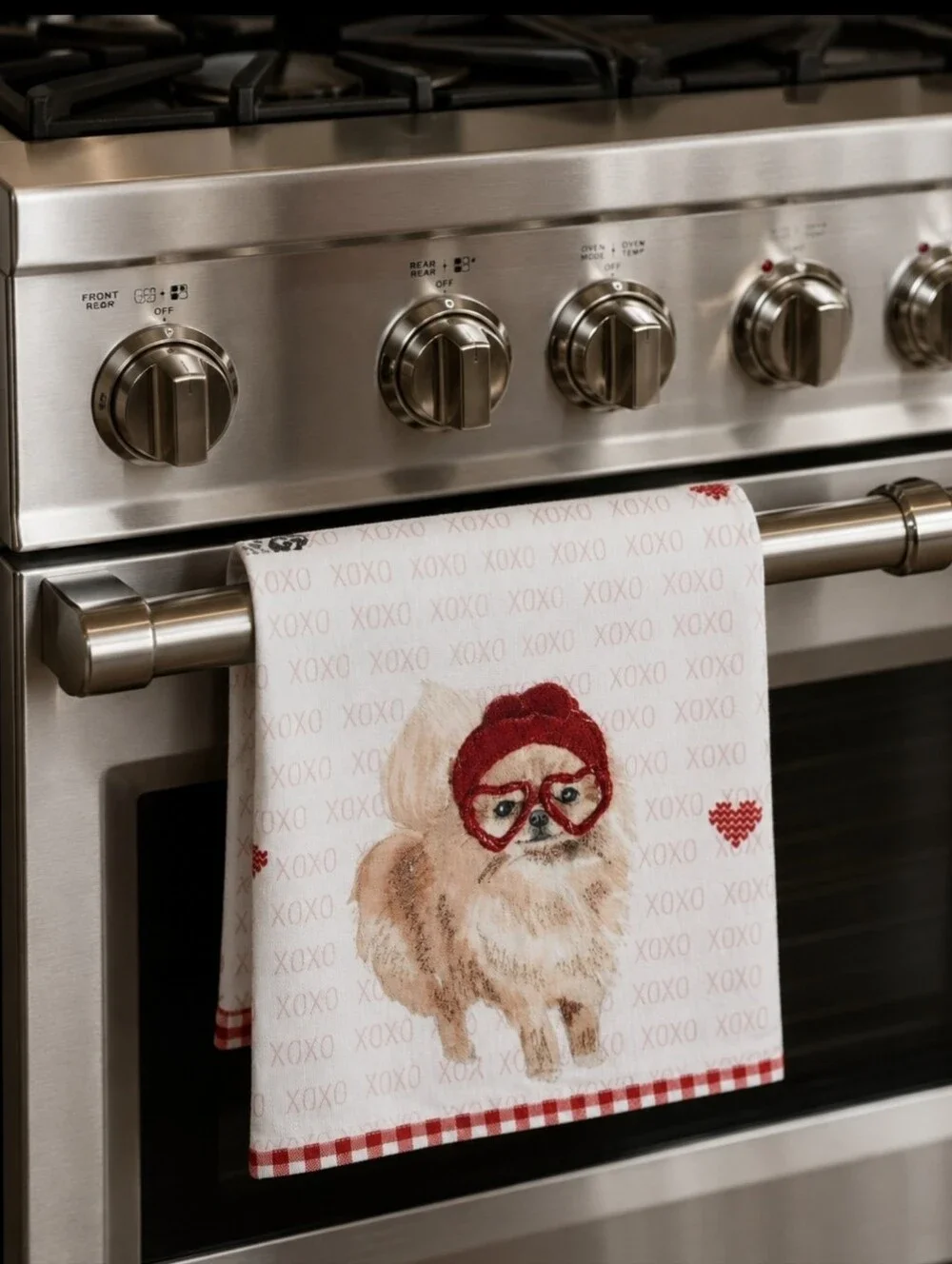 2 ISAAC MIZRAHI Pug Pomeranian Puppies Wearing Glasses Kitchen Dish Towels NWT